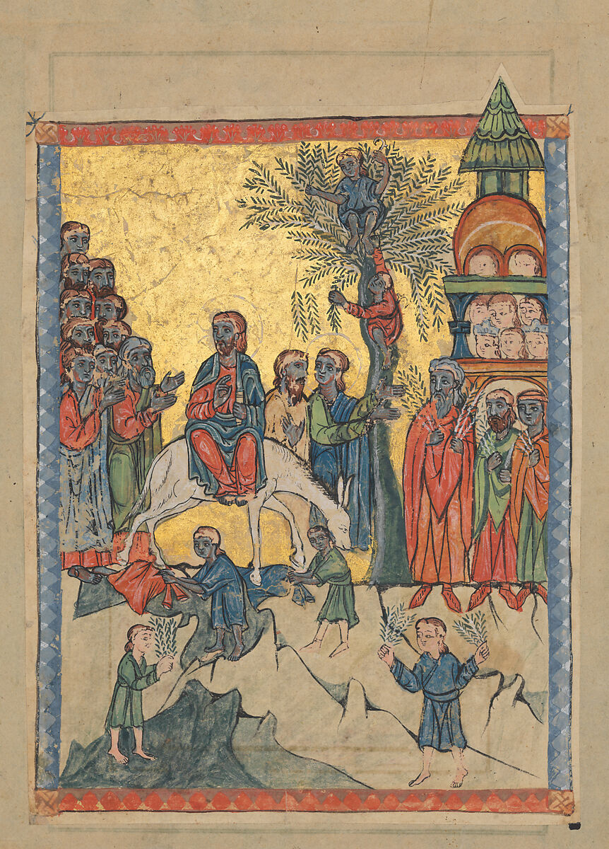 Four miniatures of the life of Christ from a gospel book of 1311 (Presentation, Baptism, Transfiguration, Entry into Jerusalem), T'oros the Deacon (Armenian, act. late 13th–early 14th century), Ink and pigments on oriental paper, Armenian