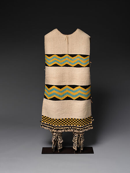 Tunic and leggings, Cedar bark, mountain sheep wool and dye, Tlingit, Native American