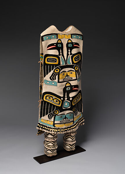 Tunic and leggings, Cedar bark, mountain sheep wool and dye, Tlingit, Native American