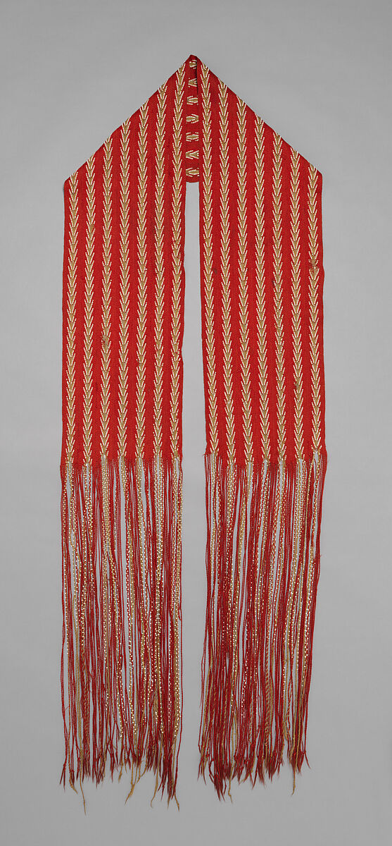 Sash, wool yarn and glass beads, Wendat/ Huron, Native American 