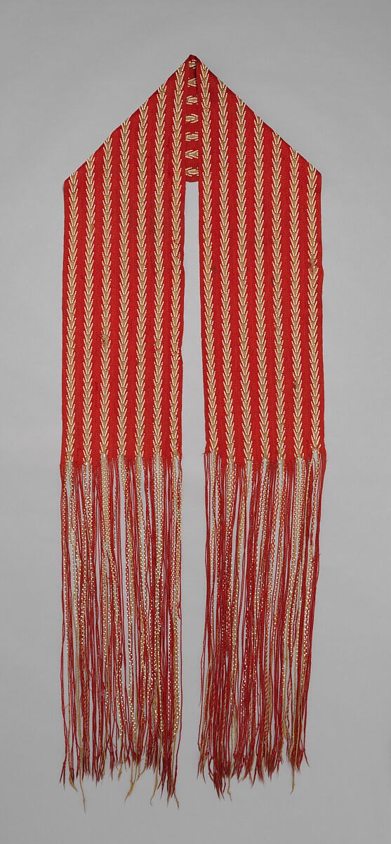 Sash, wool yarn and glass beads, Wendat/ Huron, Native American