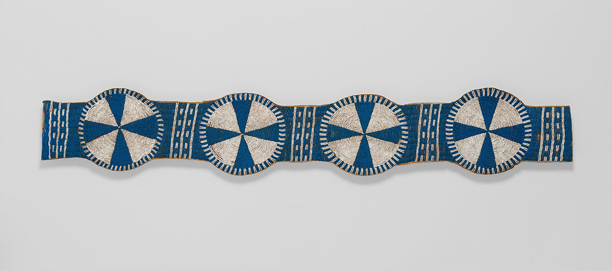 Blanket strip, Tanned leather and glass beads, Central Plains, probably Lakota/Teton Sioux, Native American 