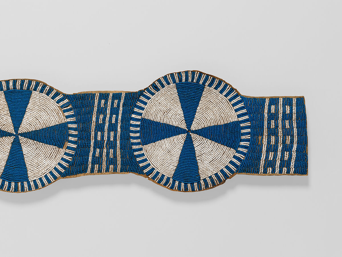 Blanket strip, Tanned leather and glass beads, Central Plains, probably Lakota/Teton Sioux, Native American