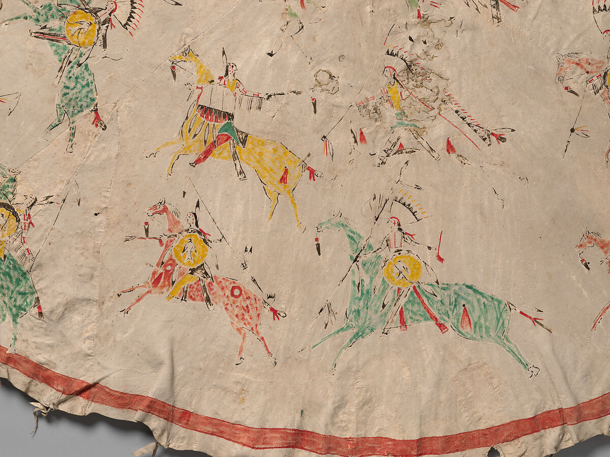 Model tipi cover, Tanned leather and pigment, Sicaugu Oyate Lakota/ Teton Sioux, Native American