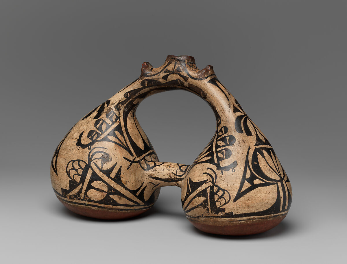 Double-lobed polychrome canteen - Tewa (San Ildefonso Pueblo