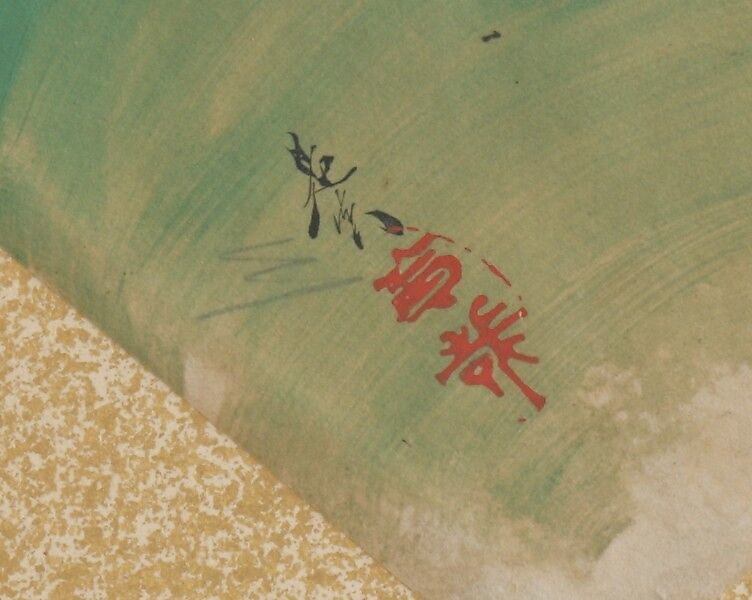 Flowers on Grass, Shibata Zeshin (Japanese, 1807–1891), Fan painting mounted as album leaf; tempera on paper, Japan