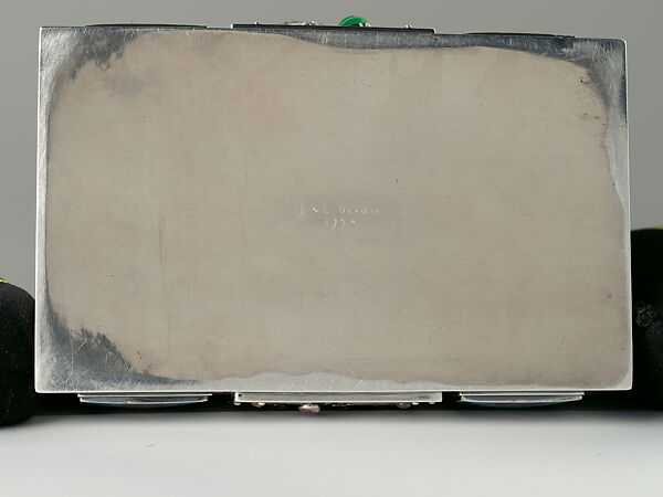 Box, Laurence B. Dixon, (American, 1870–1953), Silver, enamel, garnet, rose quartz, rubellite, sapphire, peridot, chalcedony, and shell, American