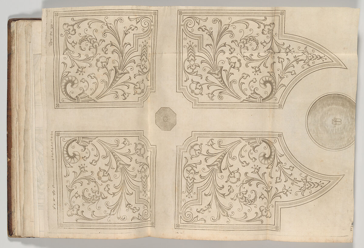 Design for a fountain and four square parterres for a pleasure garden, Designed by André Mollet (French, active 17th century), Engraving 