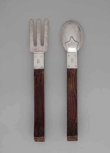 Salad servers, Charles Rohlfs (American, Brooklyn, New York 1853–1936 Buffalo, New York), Silver-plated copper, wood, American