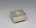 Box with Cover, Marie Zimmermann  American, Silver, turquoise, and freshwater pearls, American