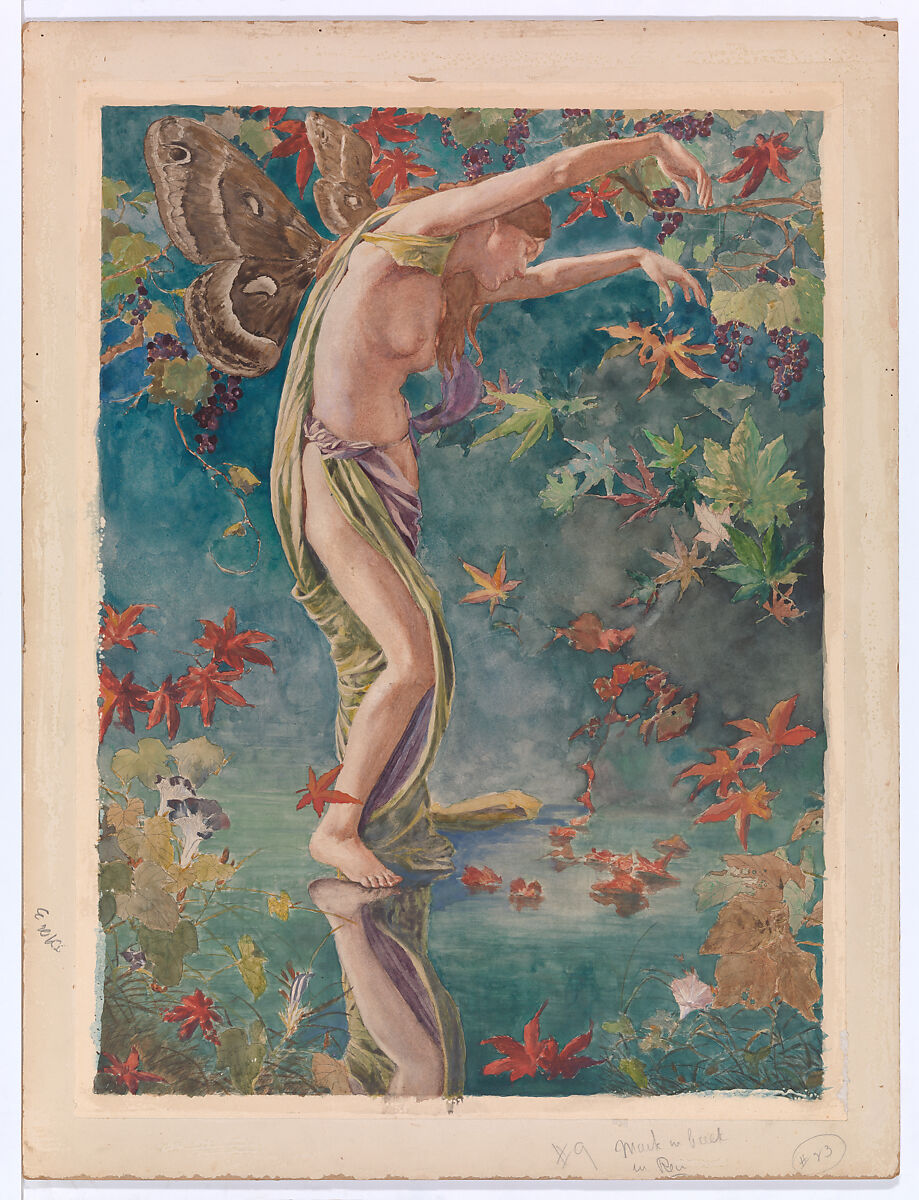 Autumn Scattering Leaves, John La Farge (American, New York 1835–1910 Providence, Rhode Island), Watercolor and gouache on paper, American 