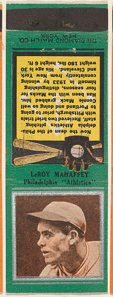 The Diamond Match Company | Leroy Mahaffey, Philadelphia Athletics ...