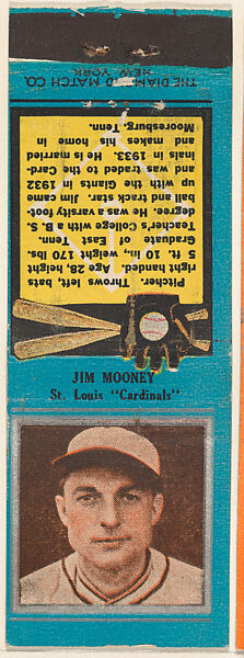 The Diamond Match Company | Jim Mooney, St. Louis Cardinals, from the ...