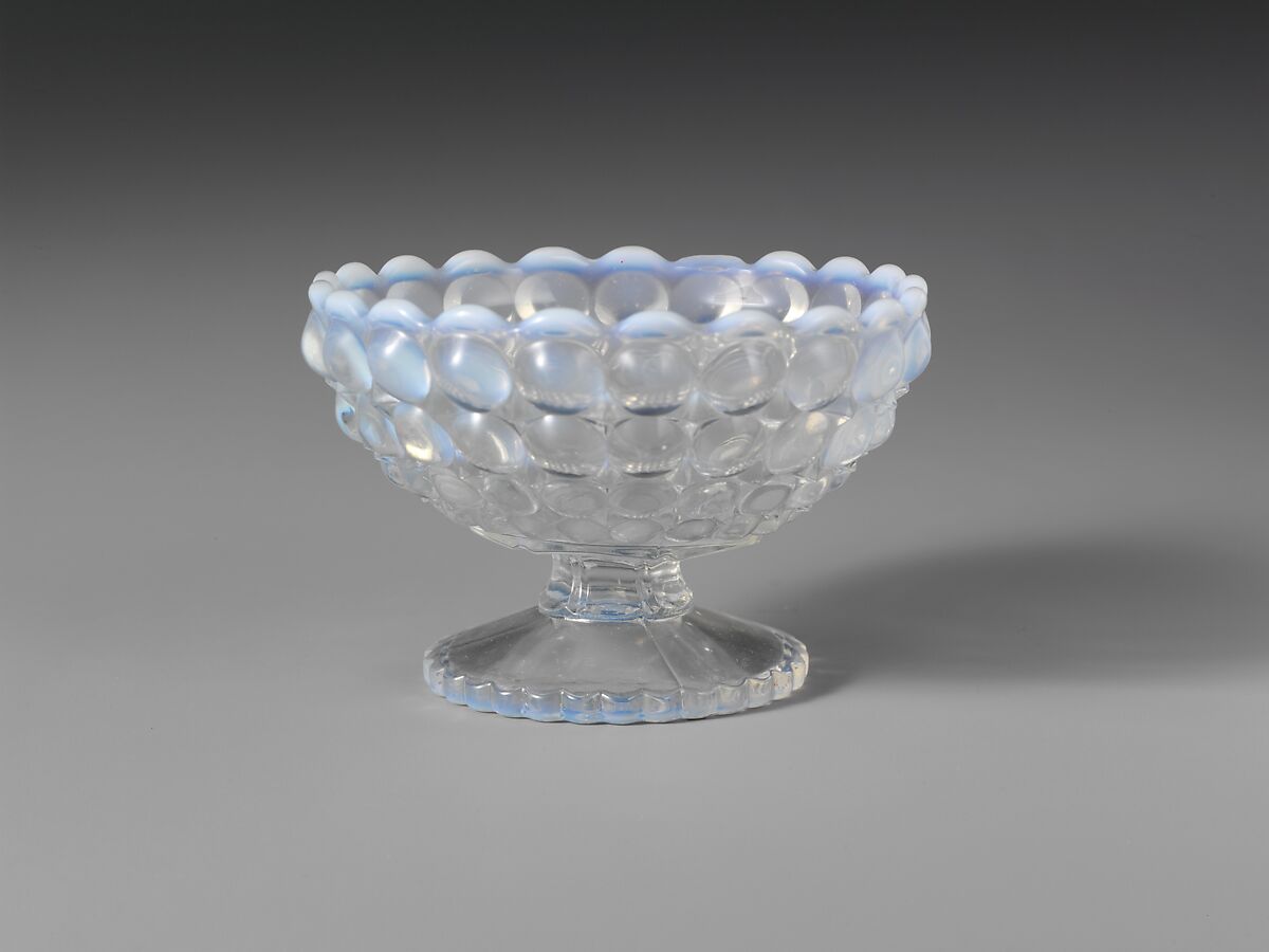 Footed Dish, Richards and Hartley Flint Glass Co. (ca. 1870–1890), Pressed colorless and opalescent glass, American 