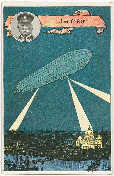 Over London, Anonymous, German, 20th century, Color lithograph 