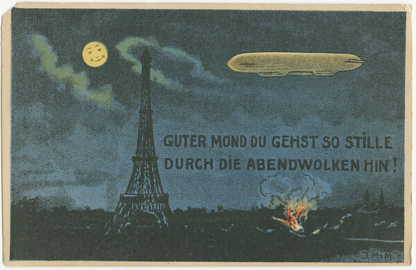 Dear Moon, You Go So Quietly through the Evening Clouds!, Anonymous, German, 20th century, Color lithograph 