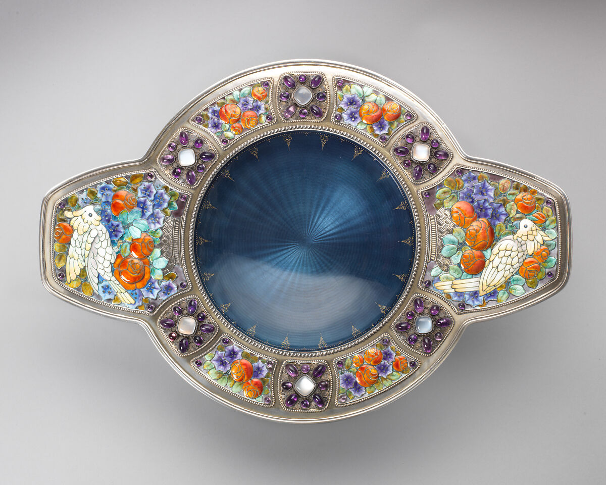 Compote, David Andersen (Norwegian, 1843–1901)  , or, Silver, gold wire, enamel, amethyst, moonstone2, Norwegian, Oslo