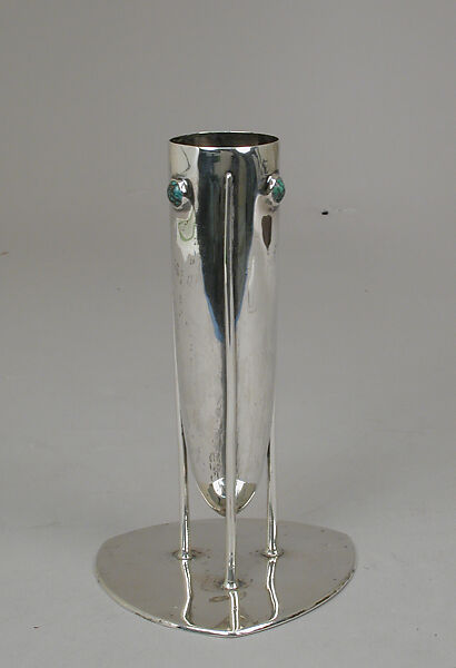 Vase, Designed by Archibald Knox (British, 1864–1933), Silver, turquoise, British, Birmingham