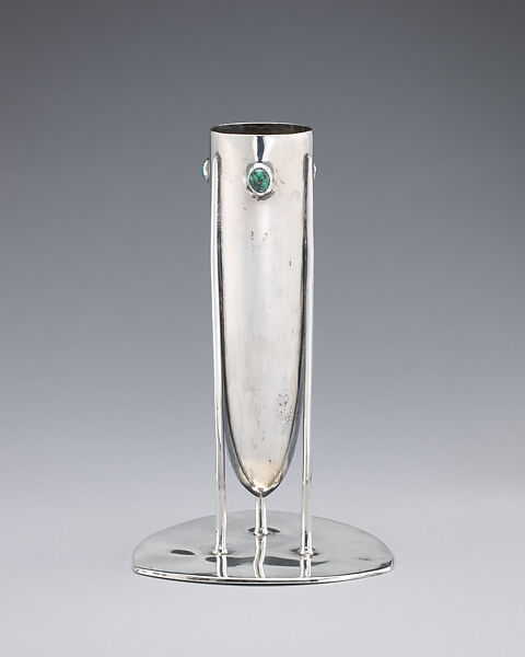 Vase, Designed by Archibald Knox (British, 1864–1933), Silver, turquoise, British, Birmingham