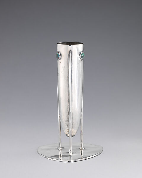 Vase, Designed by Archibald Knox (British, 1864–1933), Silver, turquoise, British, Birmingham 