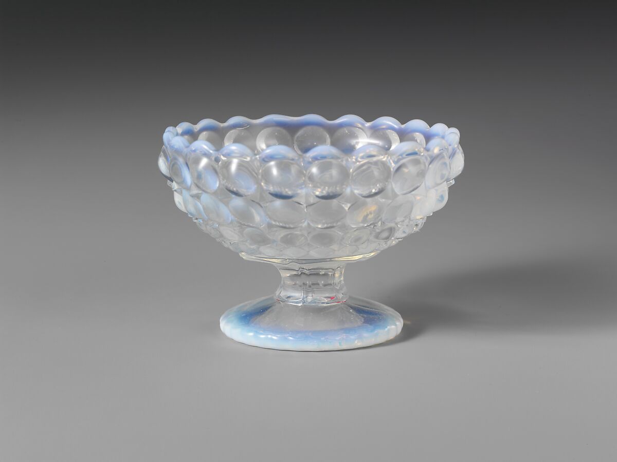 Footed Dish, Richards and Hartley Flint Glass Co. (ca. 1870–1890), Pressed colorless and opalescent glass, American 