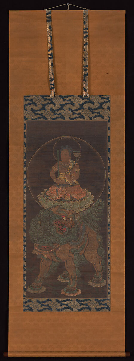 The Bodhisattva Monju (Manjushri) with Five Topknots, Unidentified Artist, Japanese, Hanging scroll; ink, color, and gold on silk, Japan