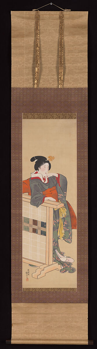 Lady-in-Waiting at Edo Castle, Utagawa Kuniyoshi 歌川國芳 (Japanese, 1797–1861), Hanging scroll; ink and color on silk, Japan