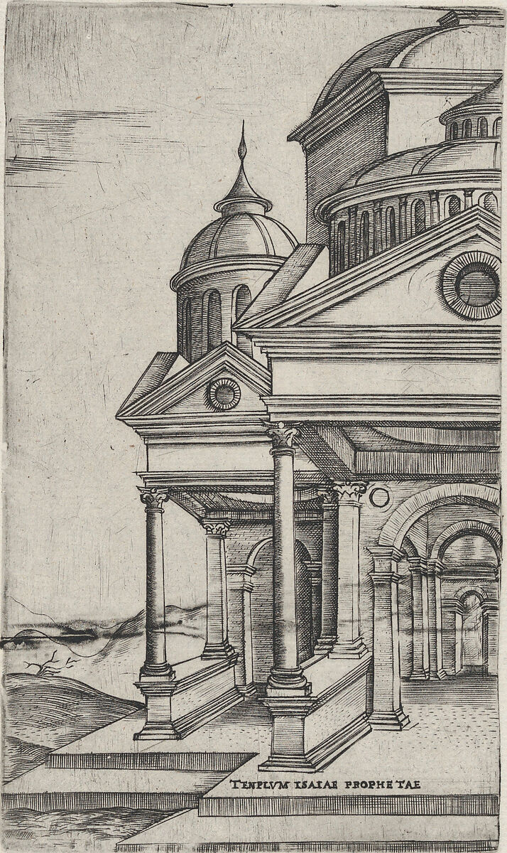 Tenplum Isaiae Prophetae, from a Series of 24 Depicting (Reconstructed) Buildings from Roman Antiquity, Anonymous, Italian, 16th century, Engraving 