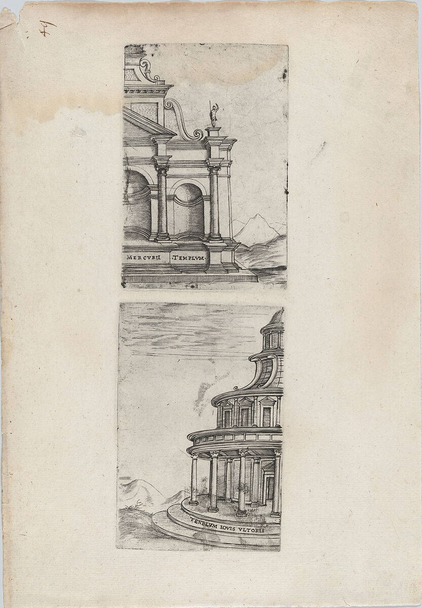 Mercurii Templum, from a series depicting (reconstructed) buildings from Roman antiquity, Anonymous, Italian, 16th century, Engraving