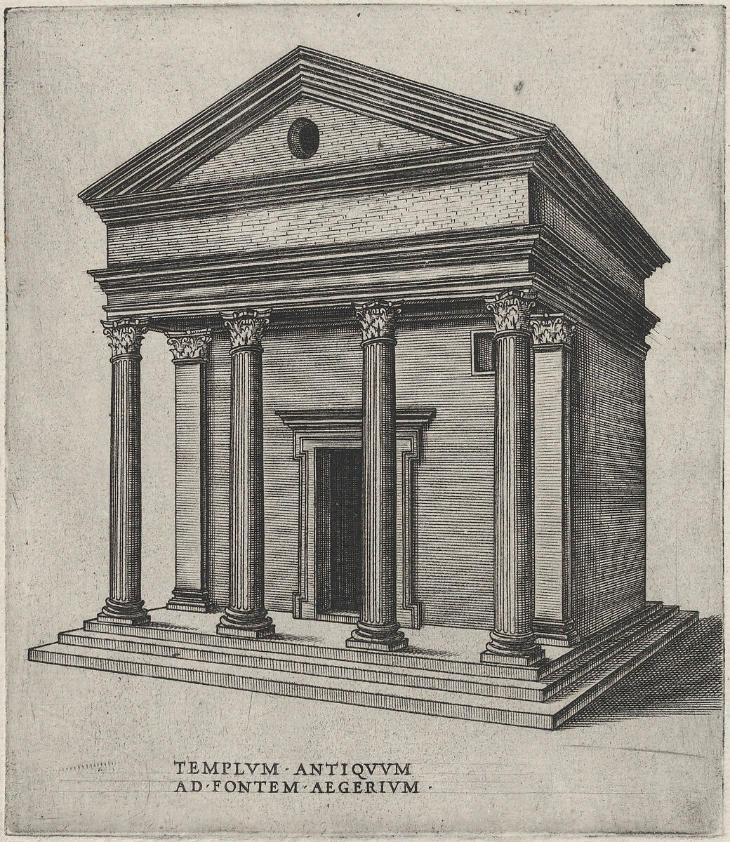 Templum Antiquum Ad Fontem Aegerium (Sant'Urbano alla Caffarella, Rome), Anonymous, Italian, 16th century, Engraving 