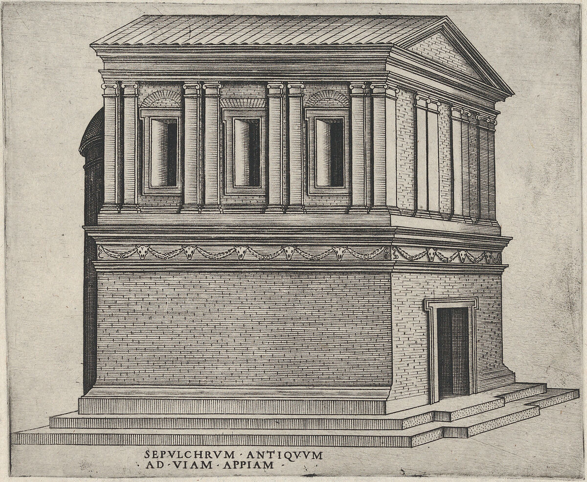 Sepulchrum Antiquum Ad Viam Appiam, Anonymous, Italian, 16th century, Engraving 