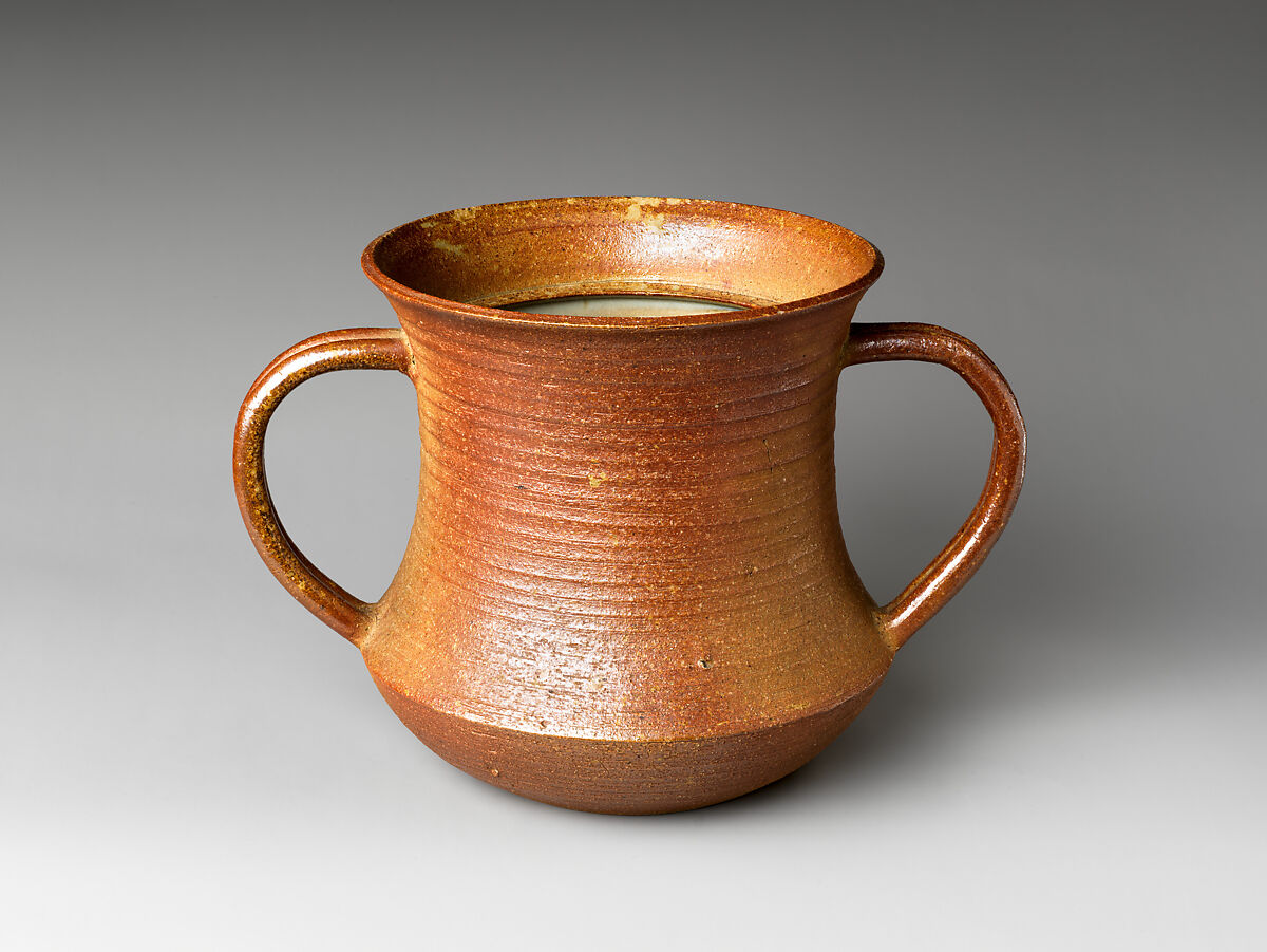 Nanban Freshwater Jar (Mizusashi) with Large Handles, Attributed to Nonomura Ninsei (Japanese, active ca. 1646–94), Stoneware with natural ash glaze (Kyoto ware), Japan