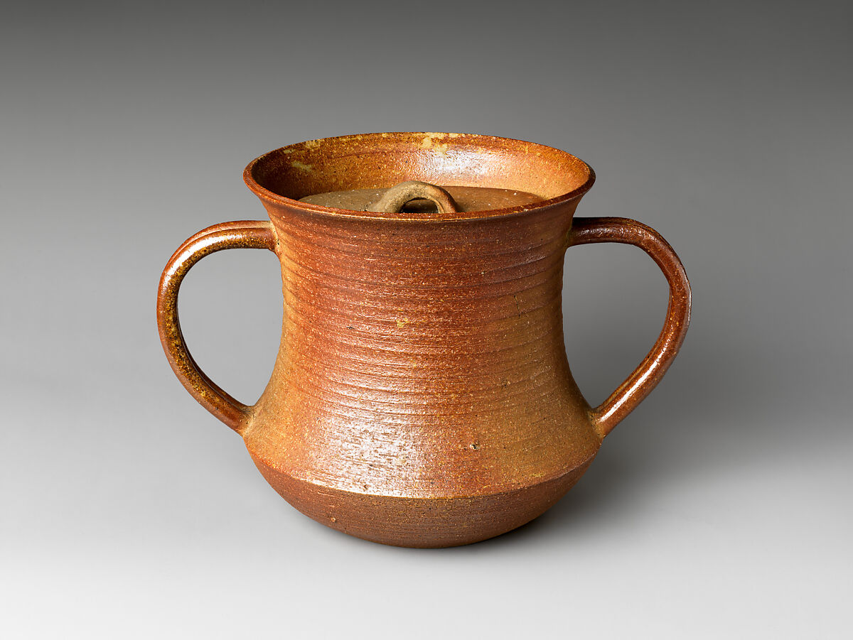 Nanban Freshwater Jar (Mizusashi) with Large Handles, Attributed to Nonomura Ninsei (Japanese, active ca. 1646–94), Stoneware with natural ash glaze (Kyoto ware), Japan