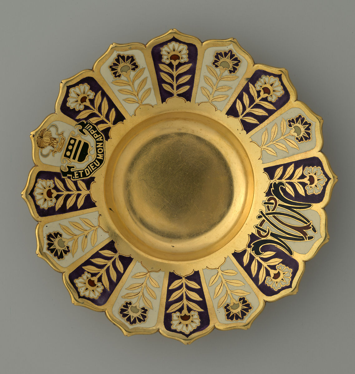 Saucer from the Mackay Service, Tiffany &amp; Co. (1837–present), Silver-gilt and enamel, American 