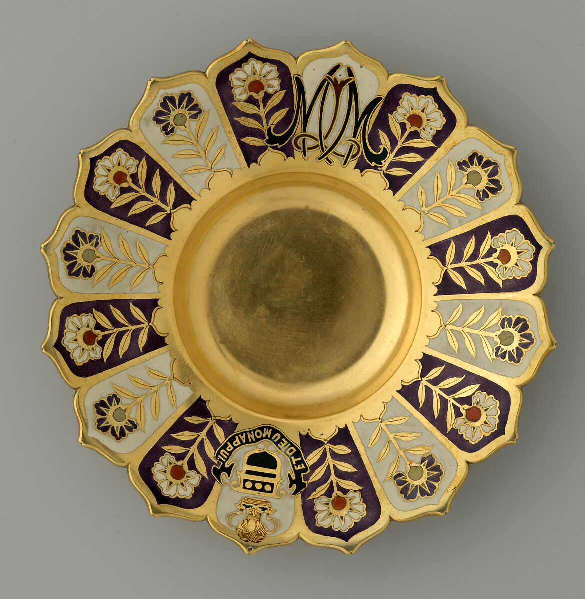 Saucer from the Mackay Service, Tiffany &amp; Co. (1837–present), Silver-gilt and enamel, American 