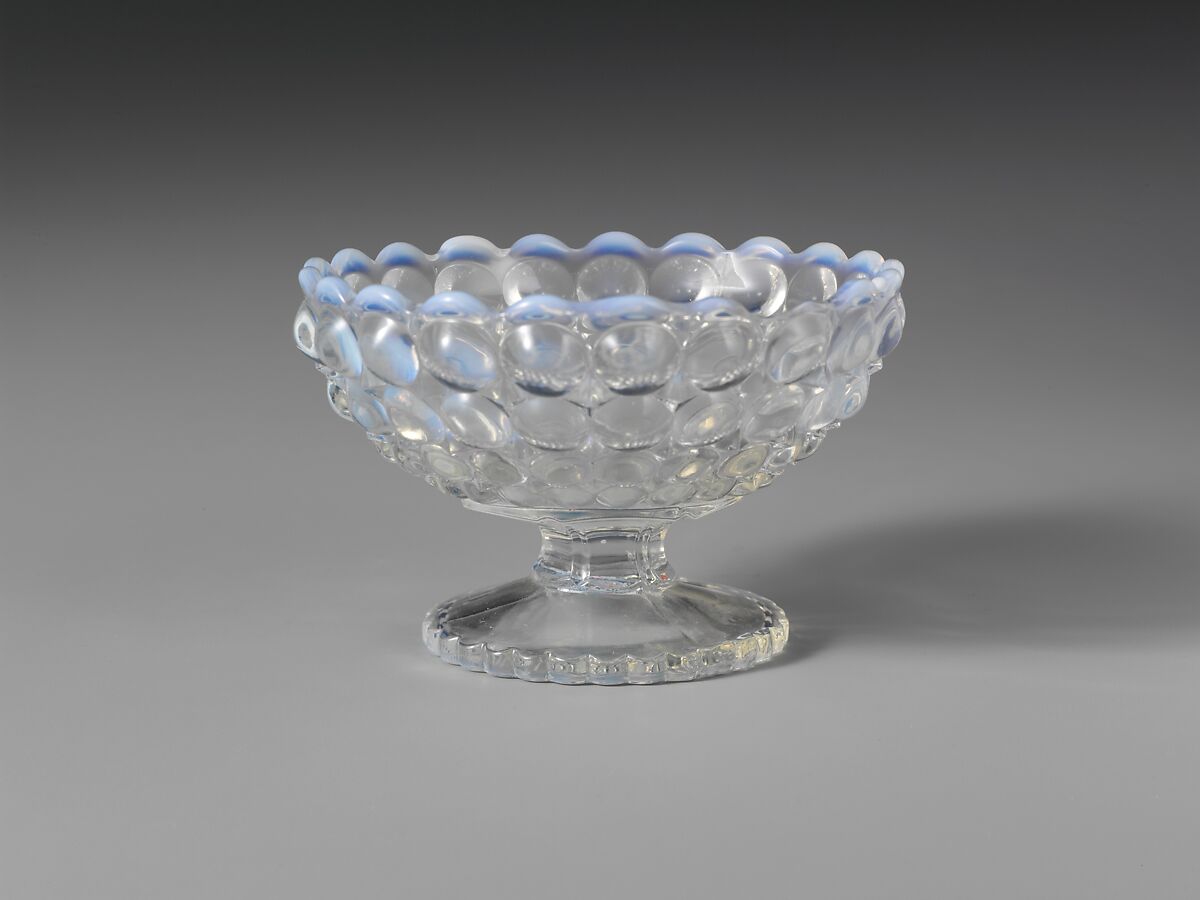 Footed Dish, Richards and Hartley Flint Glass Co. (ca. 1870–1890), Pressed colorless and opalescent glass, American 