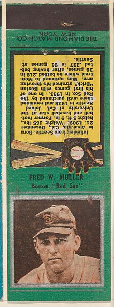 The Diamond Match Company | Fred W. Muller, Boston Red Sox, from the ...