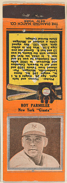 The Diamond Match Company | Roy Parmelee, New York Giants, From The ...