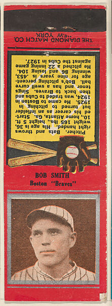 The Diamond Match Company | Bob Smith, Boston Braves, from the Baseball ...