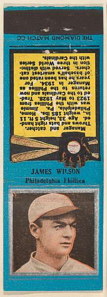 James Wilson, Philadelphia Phillies, from the Baseball Players Match Cover design series (U1) issued by Diamond Match Company, The Diamond Match Company (American, founded 1881), Printed matchbook 