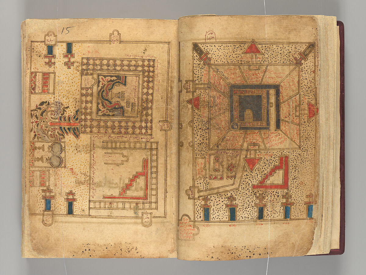 Dala'il al-Khayrat Prayer Book, Muhammad bin Ahmad bin 'Abd Al-Rahman Al-Riyahi (possibly Tunesian, active early 17th century), Manuscript: Ink, opaque watercolor, and gold on paper
Binding: Gilt tooled morocco