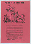 Flyer relating to profiteers who exploit rural farmworkers and take advantage of the government, depicting a ladder on which sit profiteers, Raúl Anguiano (Mexican, 1915–2006), Photo-relief and letterpress on pink paper 
