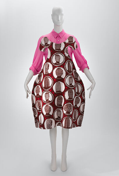 Dress, Comme des Garçons (Japanese, founded 1969), cotton, cupro, mother-of-pearl, Japanese 