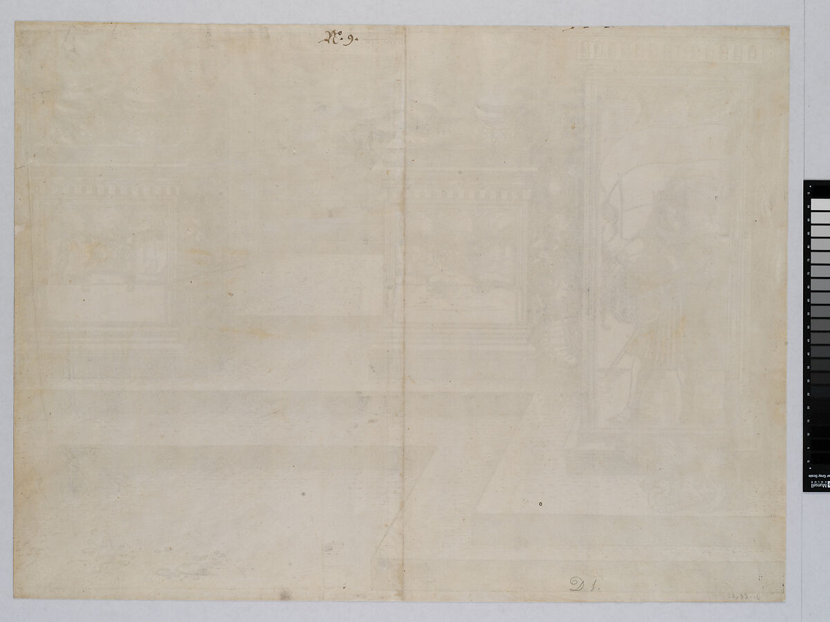 Lower Portion of the Entryway to the Right Portal (Die Porten des Adels); and the Outer Right Sockel of the Central Portal, from the Arch of Honor, proof, dated 1515, printed 1517-18, Albrecht Dürer (German, Nuremberg 1471–1528 Nuremberg), Woodcut