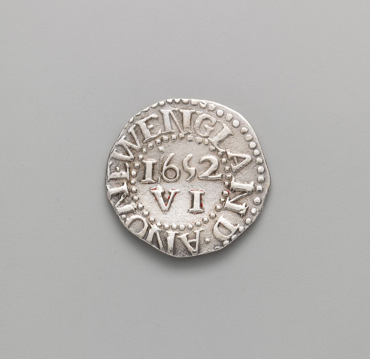 Sixpence, John Hull (1624–1683), Silver, American