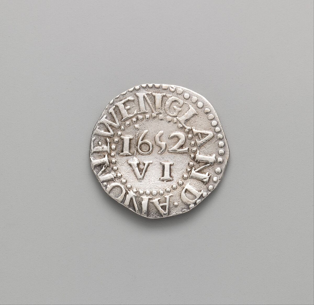 Sixpence, John Hull (1624–1683), Silver, American