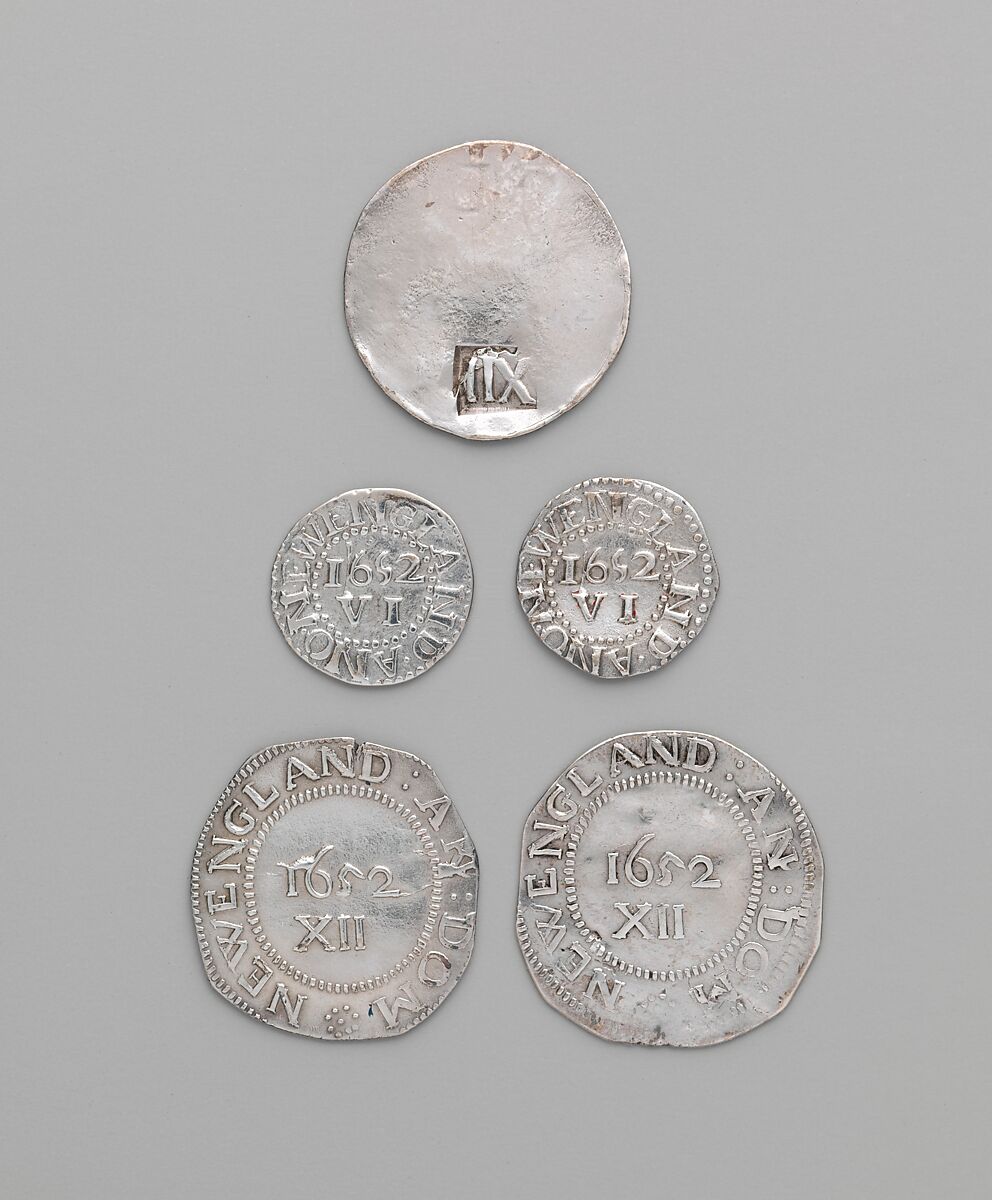 Sixpence, John Hull (1624–1683), Silver, American