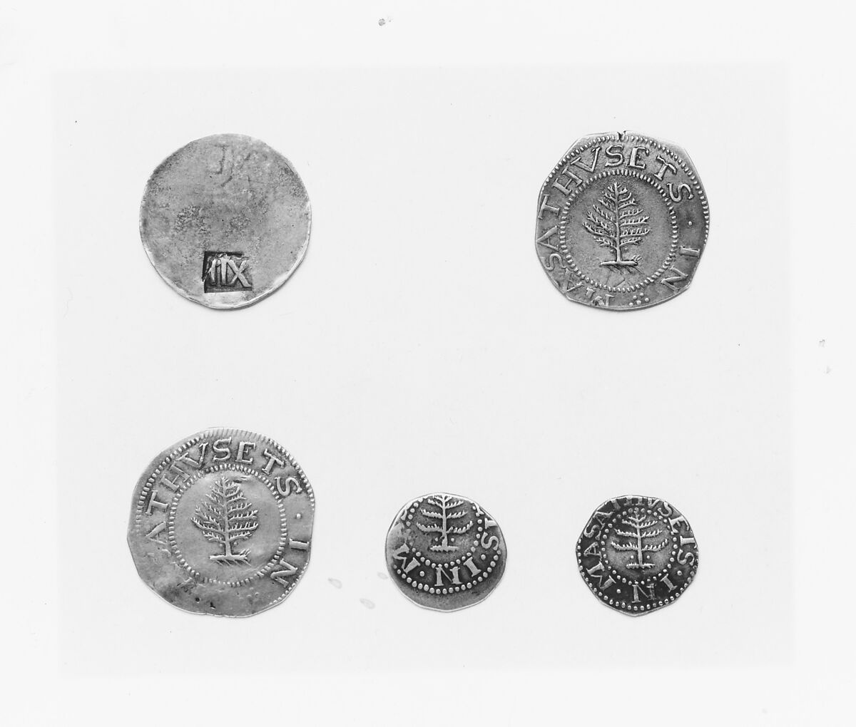 Sixpence, John Hull (1624–1683), Silver, American