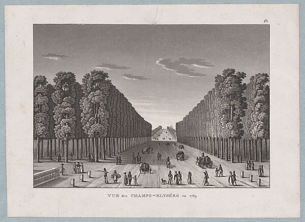 View of the Champs-Elysées in 1789, Anonymous, Etching and aquatint 