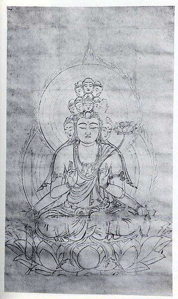 Jūichimen Kannon, Hanging scroll; ink on paper, Japan 